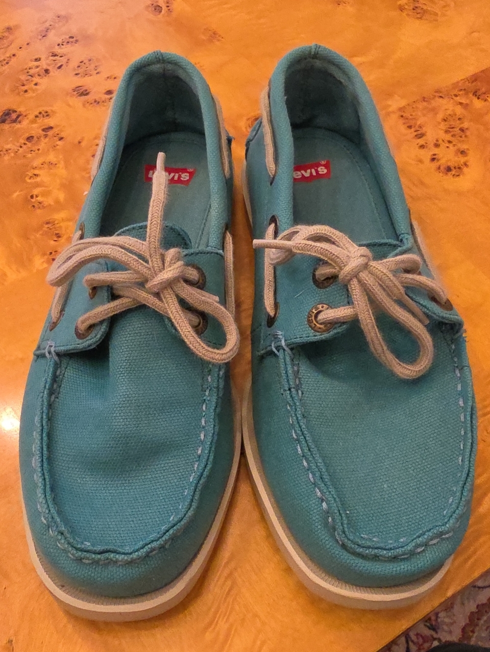 Levi's Teal Canvas Lace-Up Boat Shoes